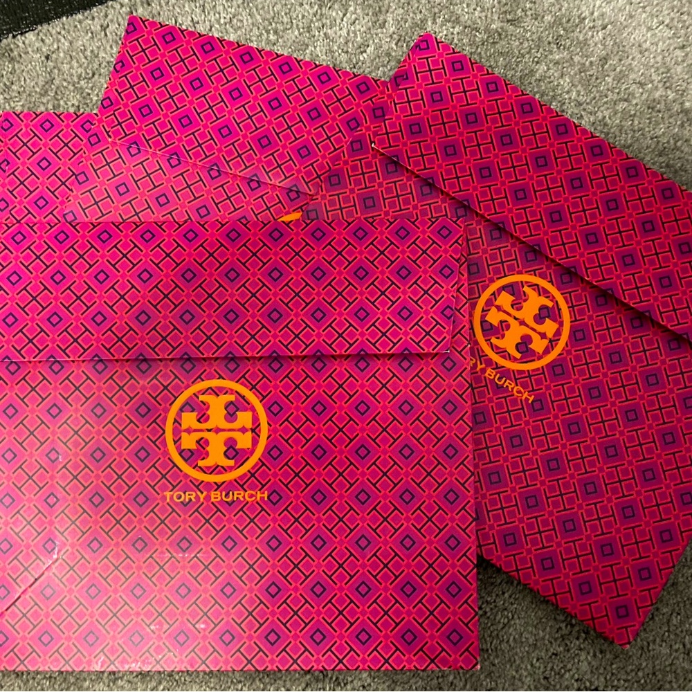 Tory Burch gift bags.
